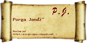 Porga Jenő névjegykártya
